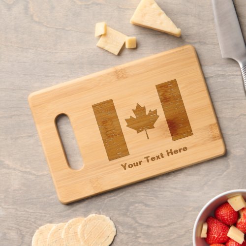 Canadian Flag On Inner Birch Bark Cutting Board