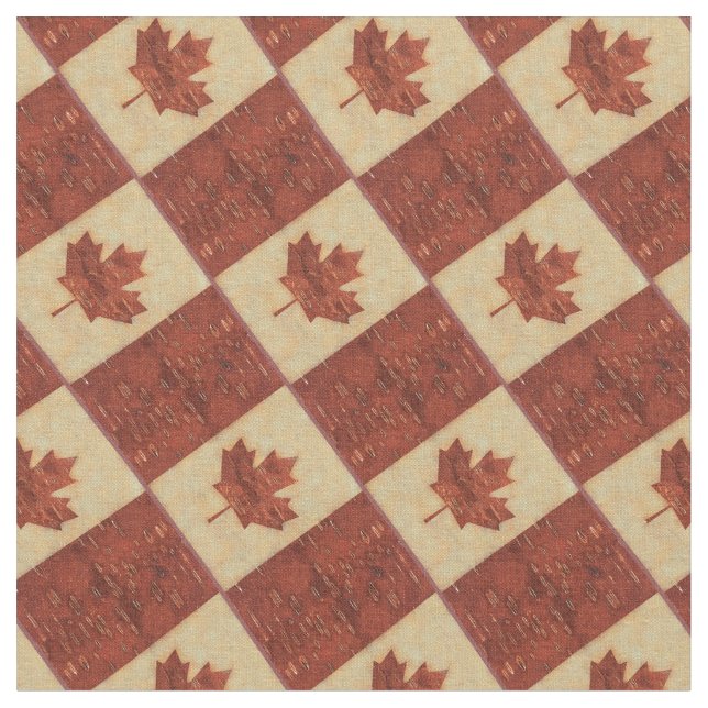 Canadian Flag On Inner Birch Bark Fabric (Close Up)