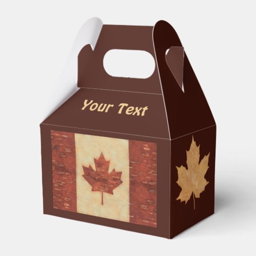 Canadian Flag On Inner Birch Bark Favor Boxes