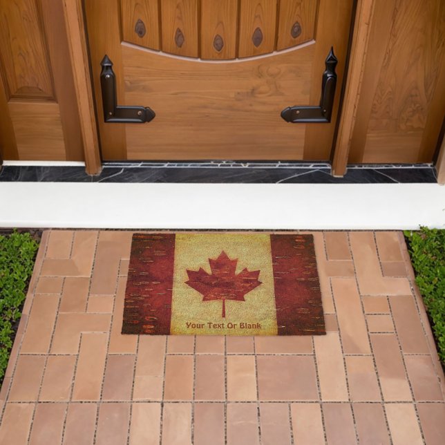 Canadian Flag On Inner Birch Bark Fiber Doormat (Insitu (Outdoor))