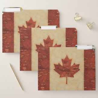 Canadian Flag On Inner Birch Bark