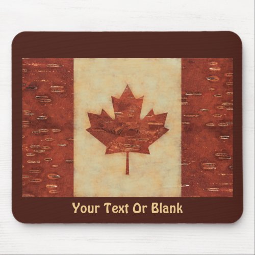 Canadian Flag On Inner Birch Bark Mouse Pad