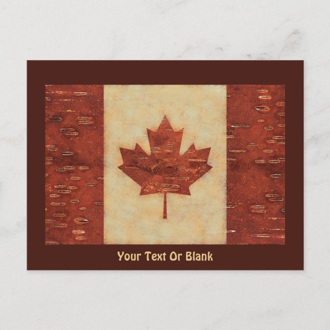 Canadian Flag On Inner Birch Bark Postcard (Front)