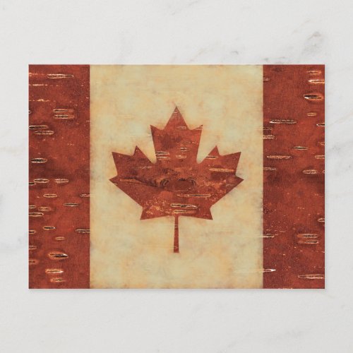 Canadian Flag On Inner Birch Bark Postcard