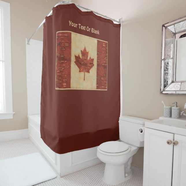 Canadian Flag On Inner Birch Bark  Shower Curtain (In Situ)