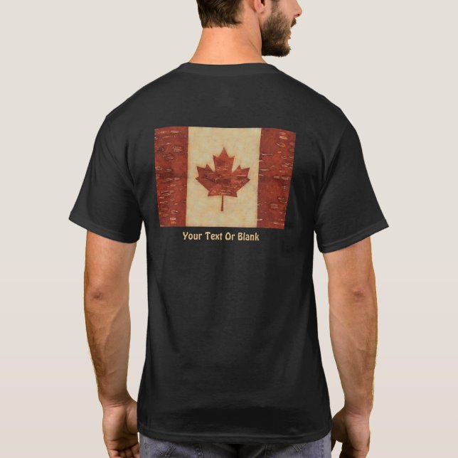 Canadian Flag On Inner Birch Bark T-Shirt (Back)