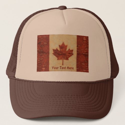 Canadian Flag On Inner Birch Bark Trucker Hat