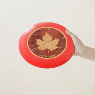 Canadian Flag On Inner Birch Bark Wham-O Frisbee