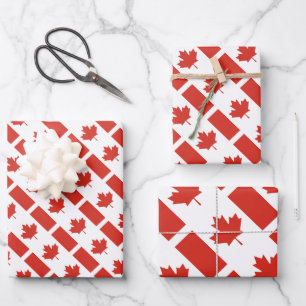 Canadian Flag Pattern Patriotic Wrapping Paper Sheets