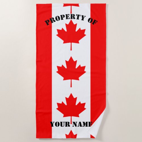 Canadian flag personalized beach towel