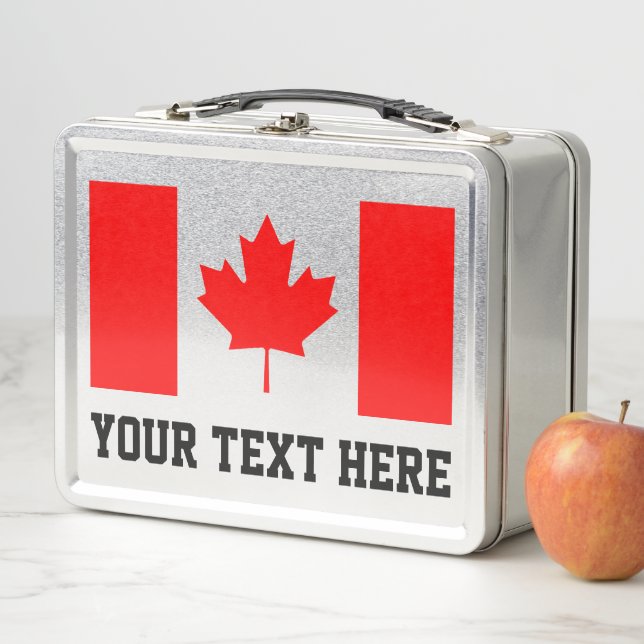 Canadian flag personalized metal lunchbox (In Situ)