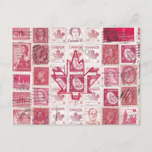 Canadian Flag Postcard - Stamp Collage! (Front)