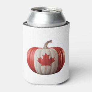 Canadian Flag Pumpkin Maple Leaf Thanksgiving Over Can Cooler