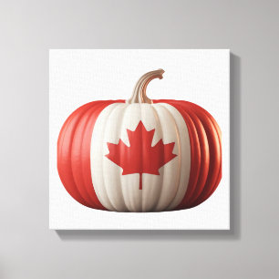 Canadian Flag Pumpkin Maple Leaf Thanksgiving Over Canvas Print