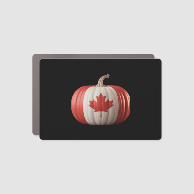 Canadian Flag Pumpkin Maple Leaf Thanksgiving Over Car Magnet (Front)