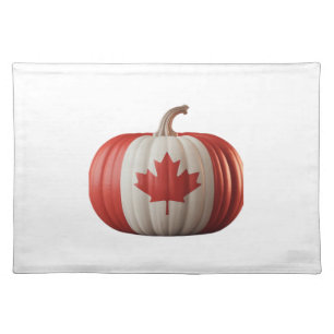 Canadian Flag Pumpkin Maple Leaf Thanksgiving Over Cloth Placemat