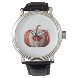 Canadian Flag Pumpkin Maple Leaf Thanksgiving Over Watch
