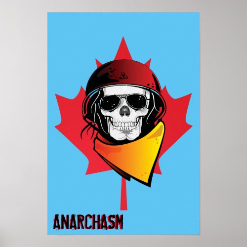 Canadian Flag Rebel Skull Poster