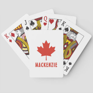 Canadian Flag Red Maple Leaf Canada Day Name Text Poker Cards