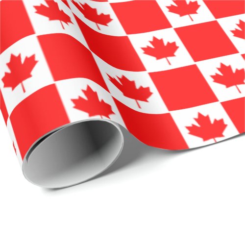 Canadian flag red maple leaf Canada Day party Wrapping Paper