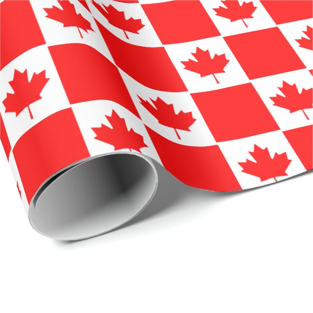 Canadian flag red maple leaf Canada Day party Wrapping Paper (Roll Corner)