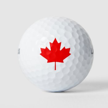Canadian Flag Red Maple Leaf Golf Balls by FlagGallery at Zazzle
