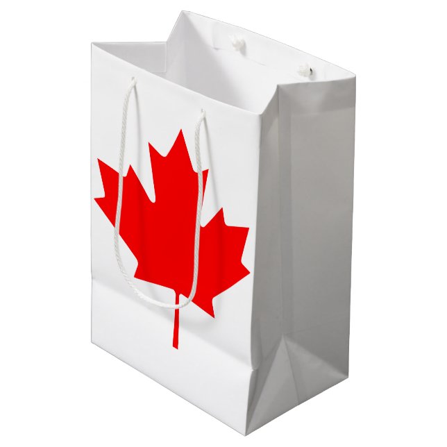 Canadian Flag Red Maple Leaf Medium Gift Bag (Front Angled)
