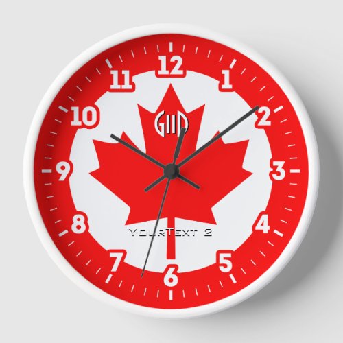 Canadian Flag Red Maple Leaf on a Clock