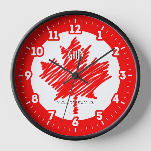 Canadian Flag Red Maple Leaf Personalize It on a Clock