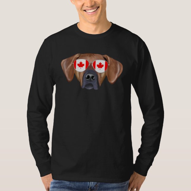 Canadian Flag Rhodesian Ridgeback Dog Canada Pocke T-Shirt (Front)