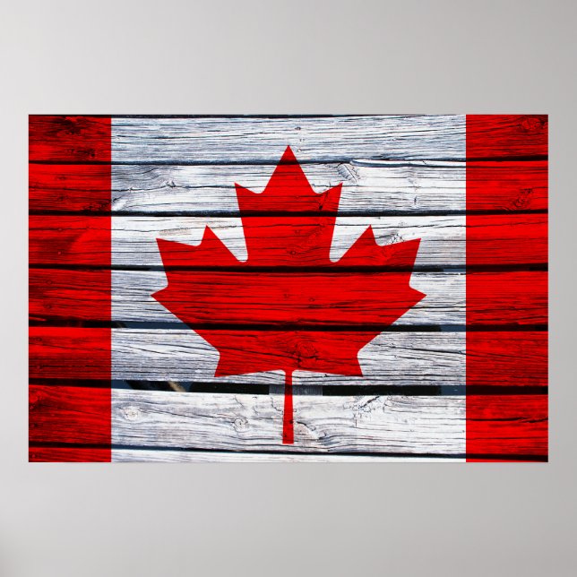 Canadian Flag Rustic Wood Poster (Front)