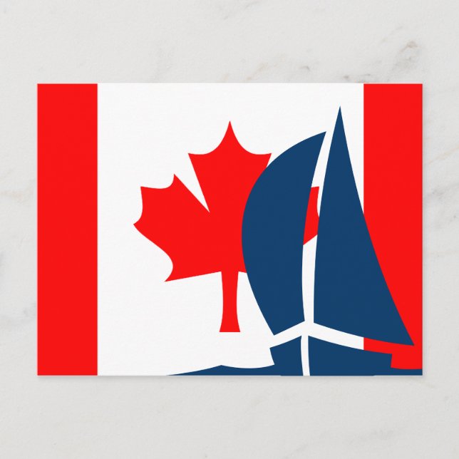 Canadian Flag Sailing Boat Canada Nautical Postcard (Front)
