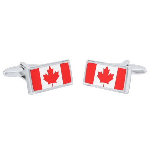 Canadian flag silver plated cufflinks gift for dad