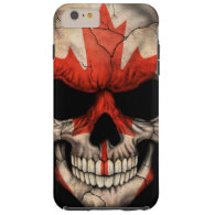 Canadian Flag Skull on Black Tough iPhone 6 Plus Case