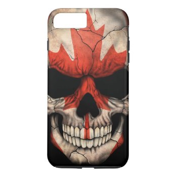 Canadian Flag Skull On Black Iphone 8 Plus/7 Plus Case by JeffBartels at Zazzle