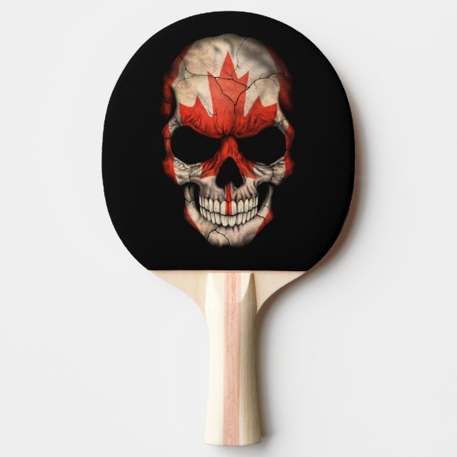 Canadian Flag Skull Ping-Pong Paddle (Front)