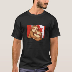 Canadian Flag Sloth Pajama Sleepover Sleeping Cana T-Shirt