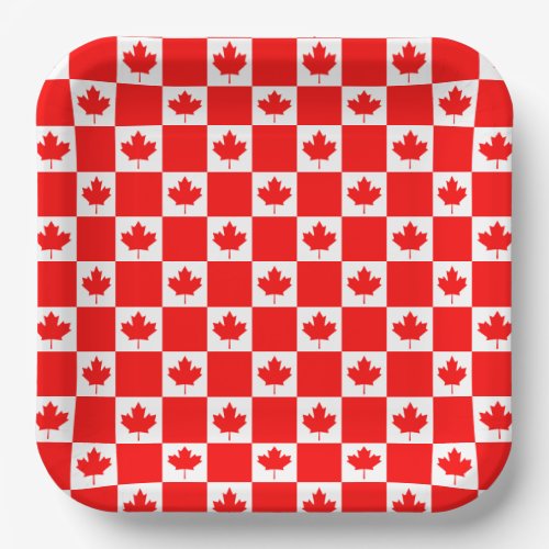 Canadian flag square paper plates for Canada Day