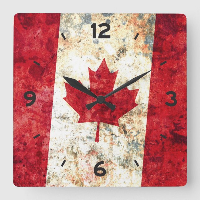 Canadian Flag Square Wall Clock (Front)