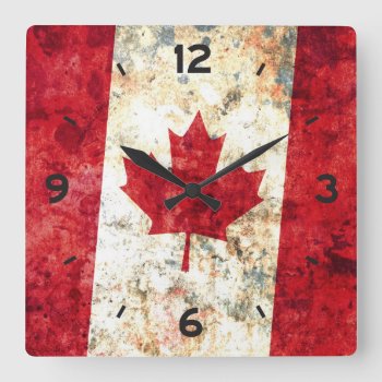 Canadian Flag Square Wall Clock by RodRoelsDesign at Zazzle