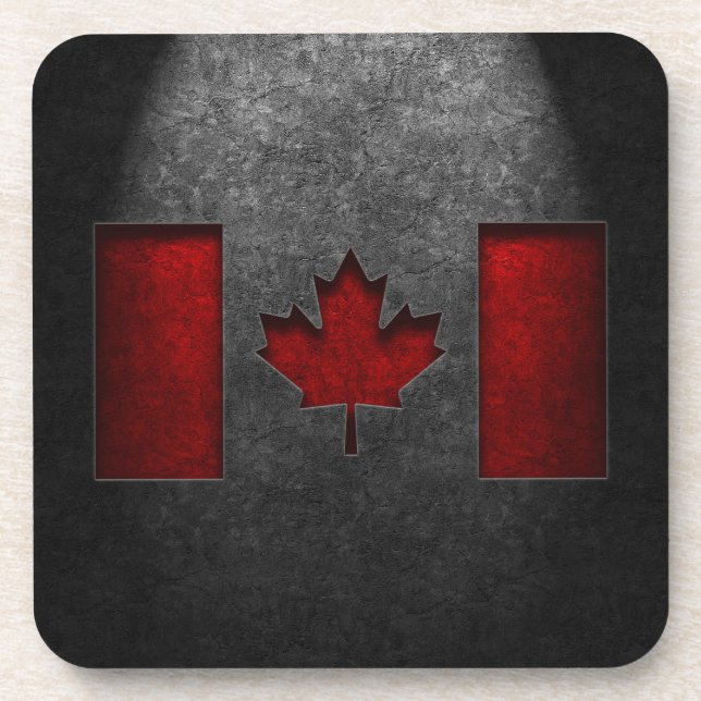 Canadian Flag Stone Texture Beverage Coaster (Front)