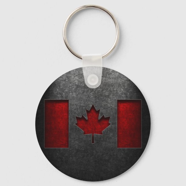 Canadian Flag Stone Texture Keychain (Front)