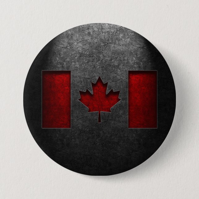 Canadian Flag Stone Texture Pinback Button (Front)