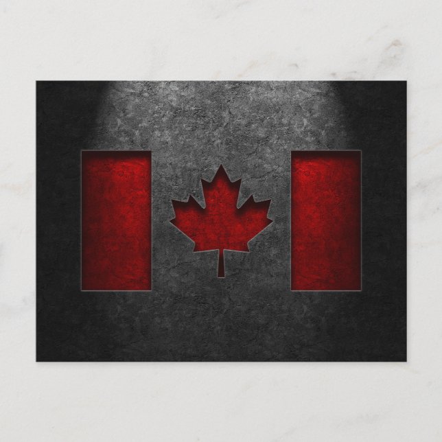 Canadian Flag Stone Texture Postcard (Front)
