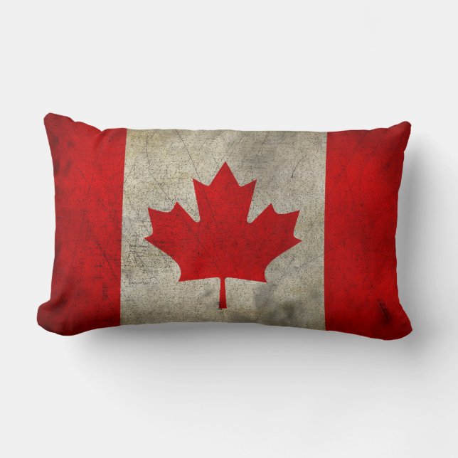 Canadian Flag Vintage Grunge Style Throw Pillow (Front)