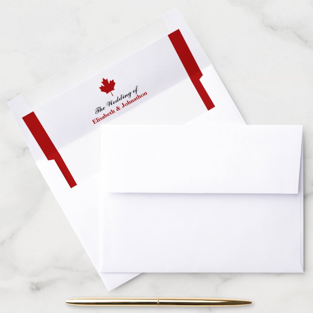 Canadian Flag Wedding Envelope Liner (Desk)
