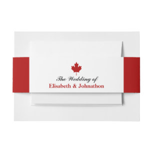 Canadian Flag Wedding Invitation Belly Band