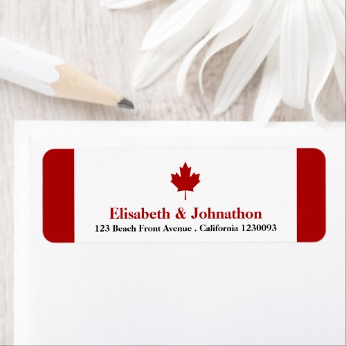 Canadian Flag Wedding Label