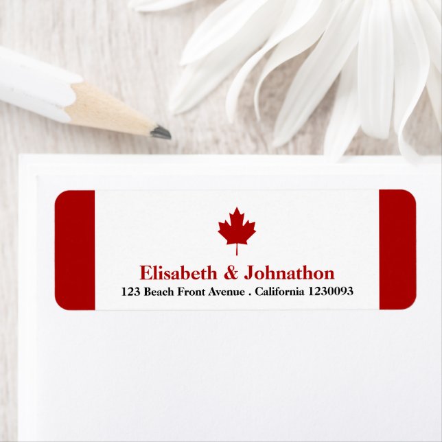 Canadian Flag Wedding Label (Insitu)