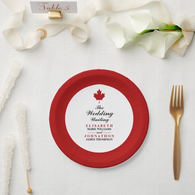 Canadian Flag Wedding Paper Plates (Wedding)